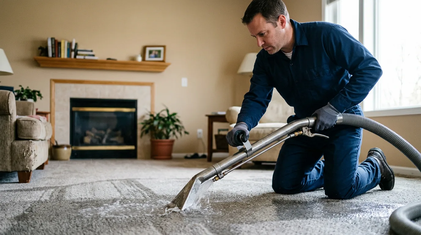 Water damage restoration technician working near Delevan, NY